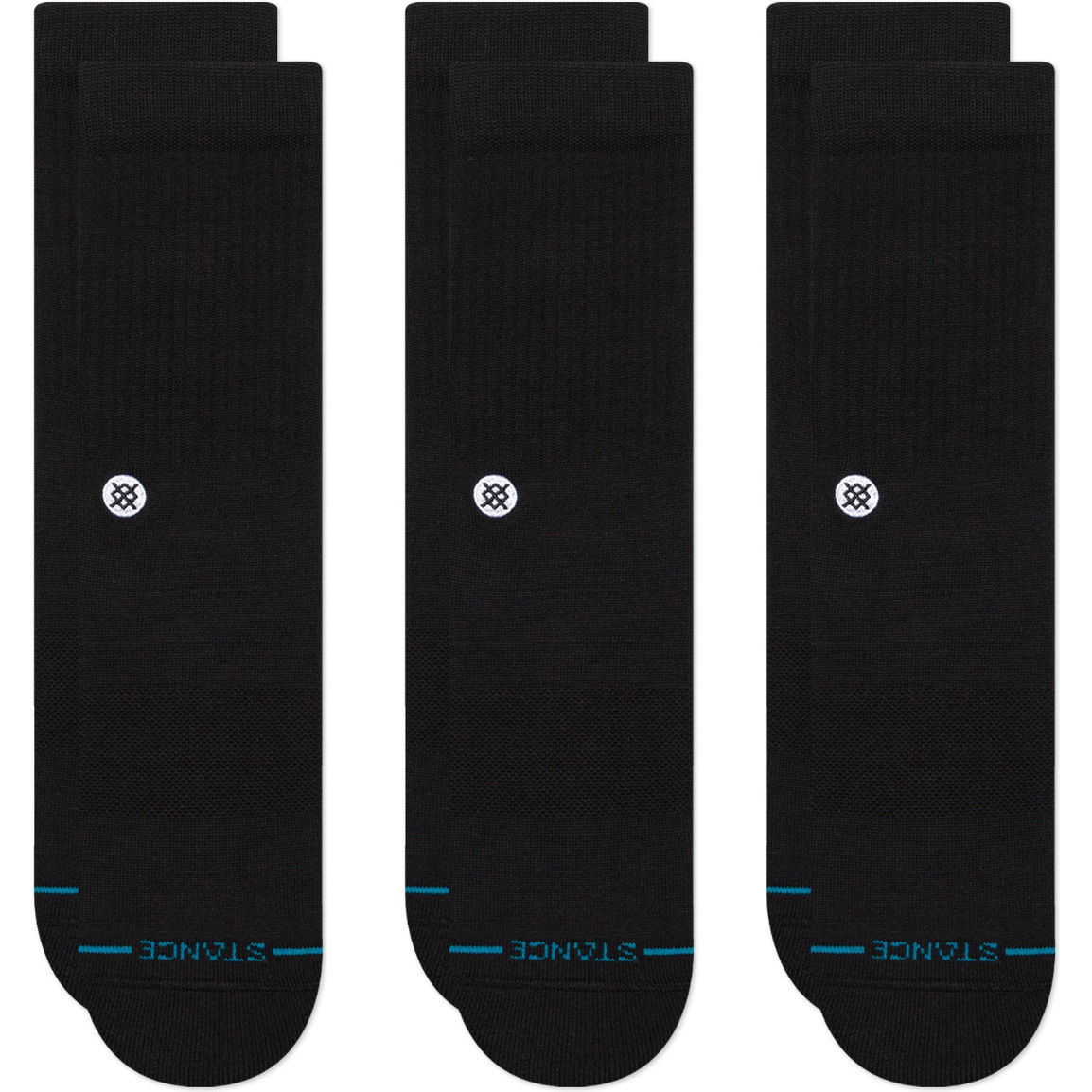 2026 Stance 3 Pack Icon Crew Socks M556D18ICP - Black